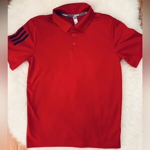 Adidas Golf Kids 3-Stripes Polo Shirt Red Kids Unisex Size Large